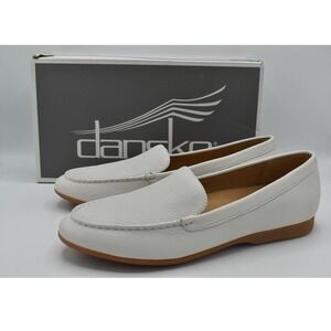 Dansko Lorri Milled Loafers Women 40 White Leather Slip On Shoes NWB